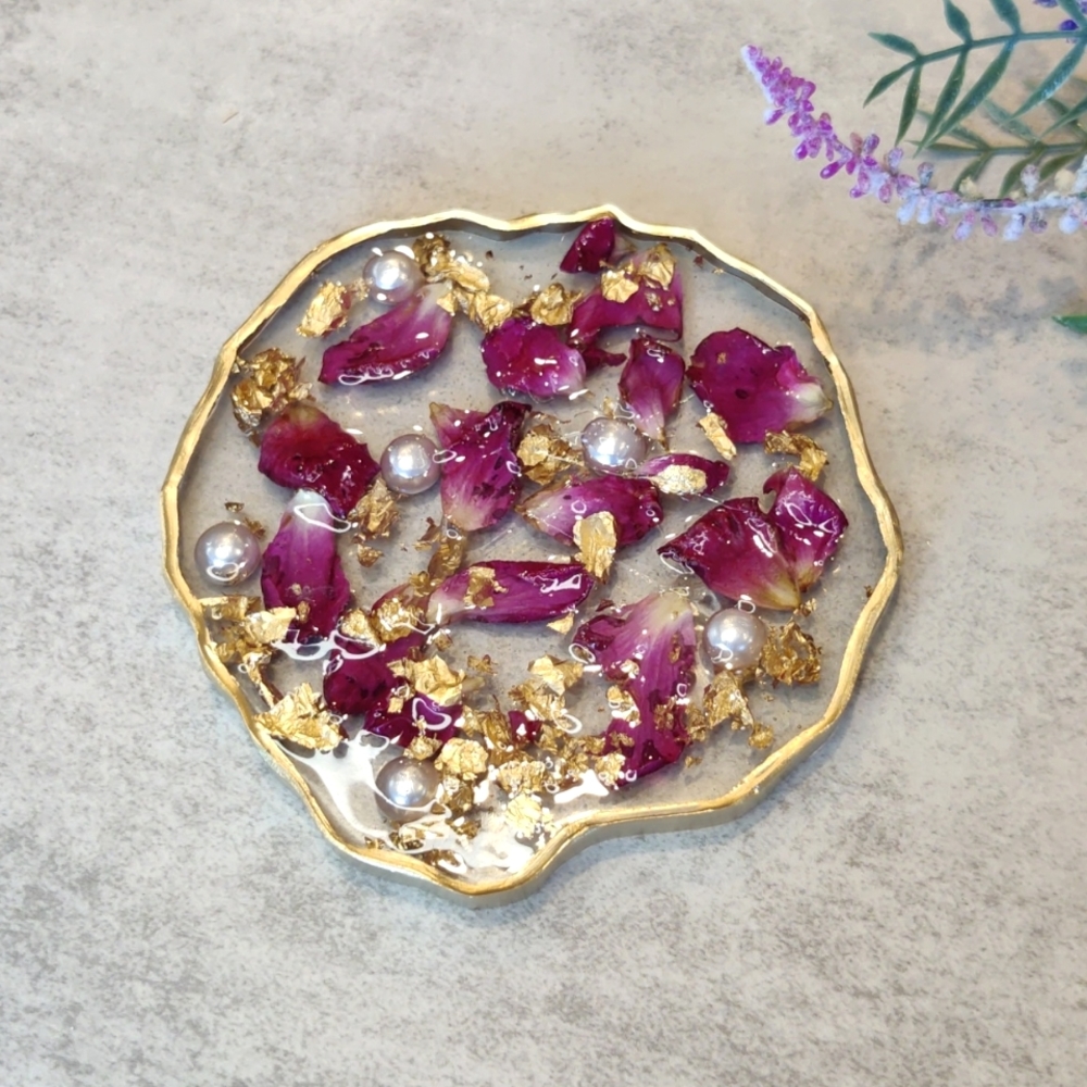 11. Handmade Small Resin Candle Coaster
